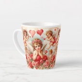 Liebe Pink Roses Herz Angels Latte Tasse (Linke Ecke)
