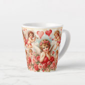Liebe Pink Roses Herz Angels Latte Tasse (Rechte Ecke)