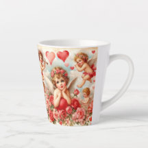 Liebe Pink Roses Herz Angels Latte Tasse