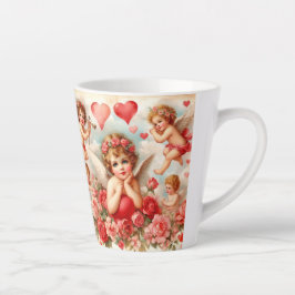 Liebe Pink Roses Herz Angels Latte Tasse