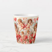 Liebe Pink Roses Herz Angels Latte Tasse (Vorderseite)
