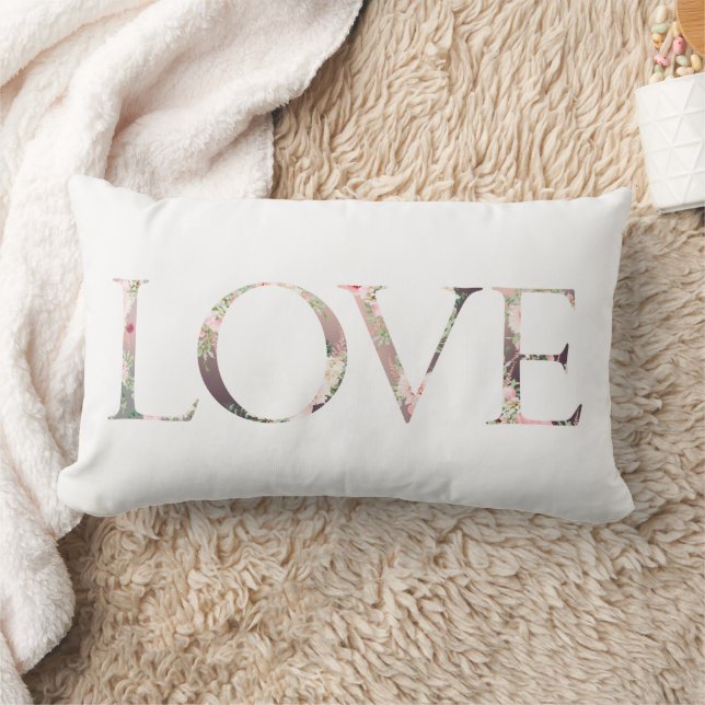 LIEBE Pink Soft Florals Romantischer Valentinstag Lendenkissen (Decke)