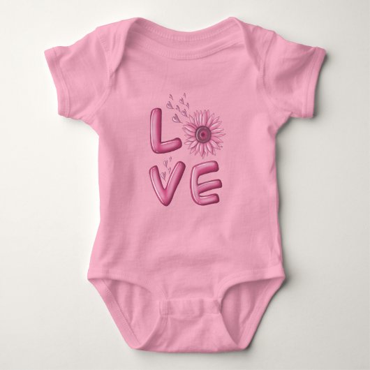 Liebe Pink Sunflower Baby Bodysuit Baby Strampler (Vorderseite)