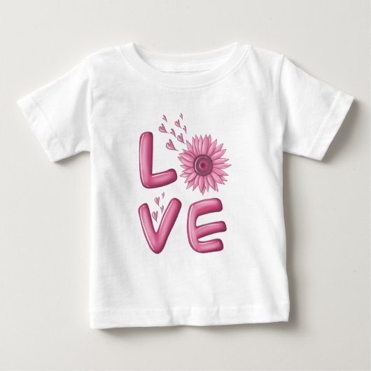 Liebe Pink Sunflower Baby T - Shirt (Vorderseite)
