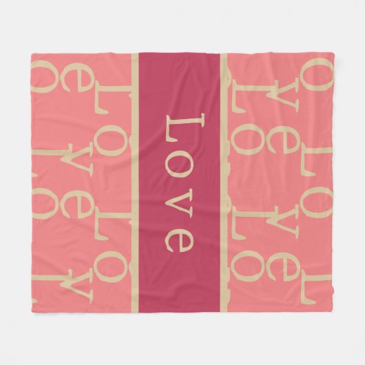 Liebe Pink Typografy Pattern Fleecedecke (Vorderseite (Horizontal))