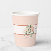 Liebe Pink und orange Blütendusche Pappbecher (Vorderseite)