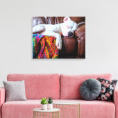 Liebe Pitbull Hund Schlafen auf dem Sofa Leinwanddruck (Insitu (Wohnzimmer))