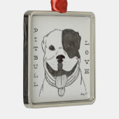 Liebe Pitbull Silbernes Ornament (Rechts)