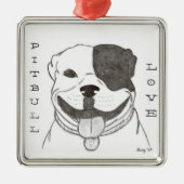 Liebe Pitbull Silbernes Ornament (Vorne)