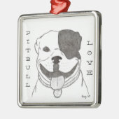 Liebe Pitbull Silbernes Ornament (Links)