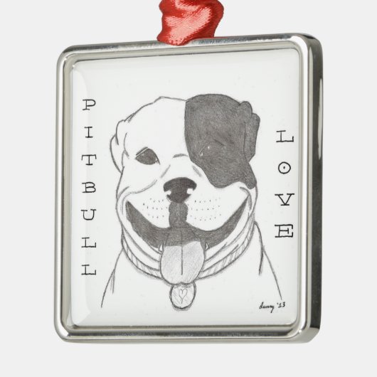 Liebe Pitbull Silbernes Ornament (Links)