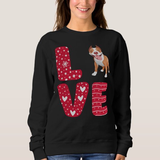 Liebe Pitbull Valentinstag Sweatshirt (Vorderseite)