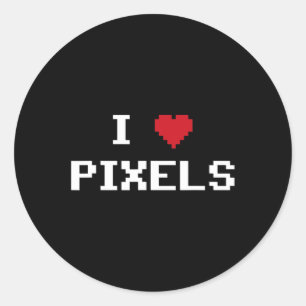 Liebe Pixels C64 Fans Herzspiel Shirt Funny Vide Runder Aufkleber