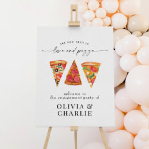 Liebe & Pizza Begrüßung Poster