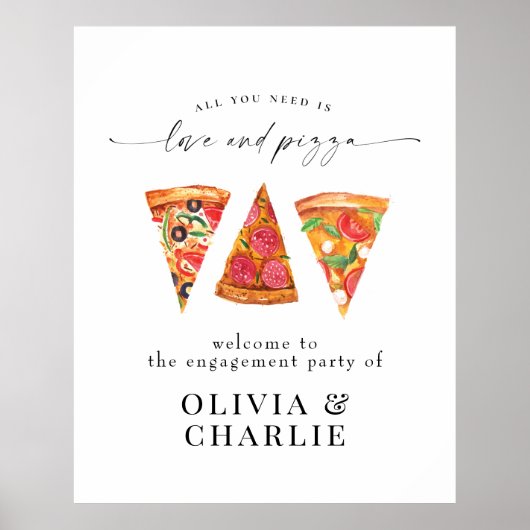 Liebe & Pizza Begrüßung Poster (Vorne)