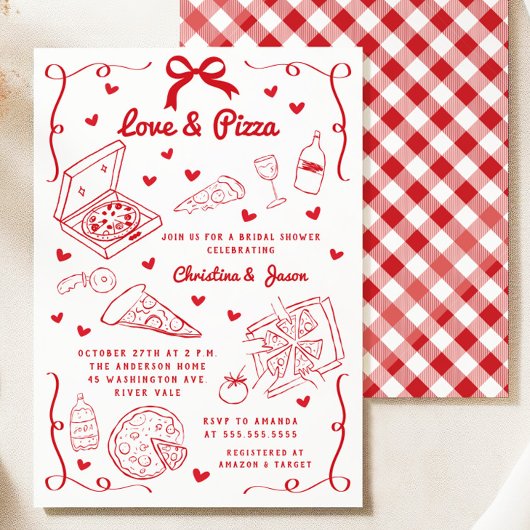 Liebe & Pizza Bridal Dusche Einladung