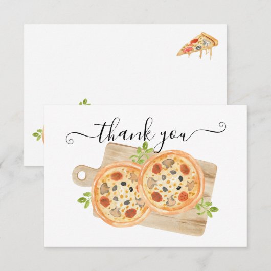 Liebe & Pizza Dankeskarte Einladung (Vorne/Hinten)