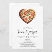 Liebe & Pizza Einladung, Verlobung Dusche Einladung (Vorne/Hinten)