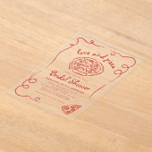 Liebe & Pizza Italienisches handgezeichnetes Braut Acryleinladungen (Ablage )