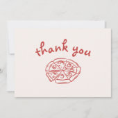Liebe & Pizza Italienisches handgezeichnetes Braut Dankeskarte (Vorderseite)