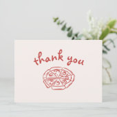Liebe & Pizza Italienisches handgezeichnetes Braut Dankeskarte (Stehend Vorderseite)