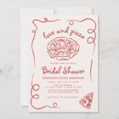 Liebe & Pizza Italienisches handgezeichnetes Braut Einladung (Vorderseite)