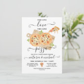 Liebe & Pizza Paare Dusche Einladung (Stehend Vorderseite)