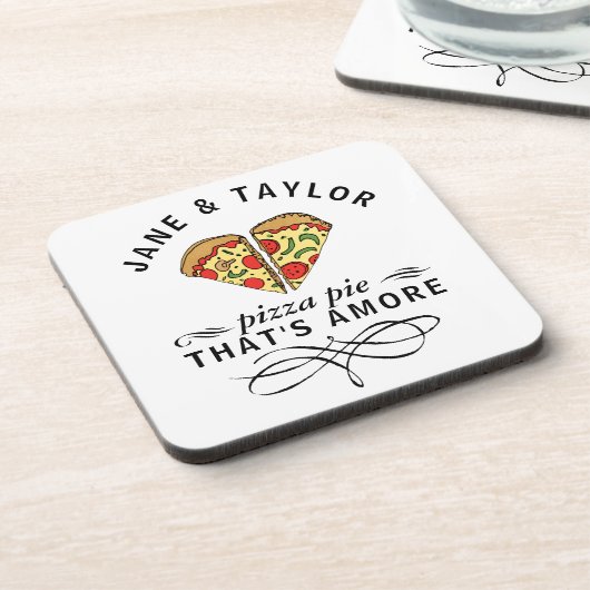 Liebe Pizza Personalisiert Getränkeuntersetzer (Linke Seite)