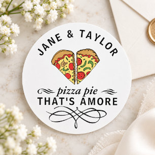 Liebe Pizza Pie Das ist Amore Hochzeit Runder Aufkleber