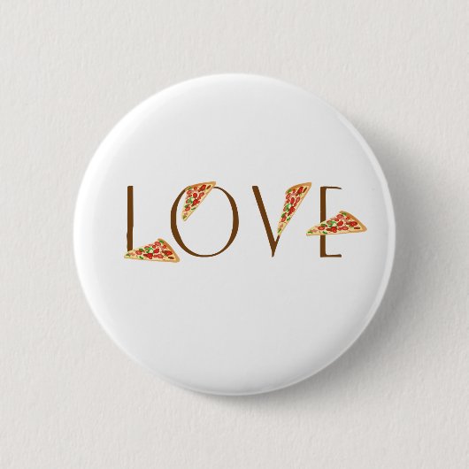 Liebe-Pizza-Spaß-Trendy Typografie Button (Vorderseite)