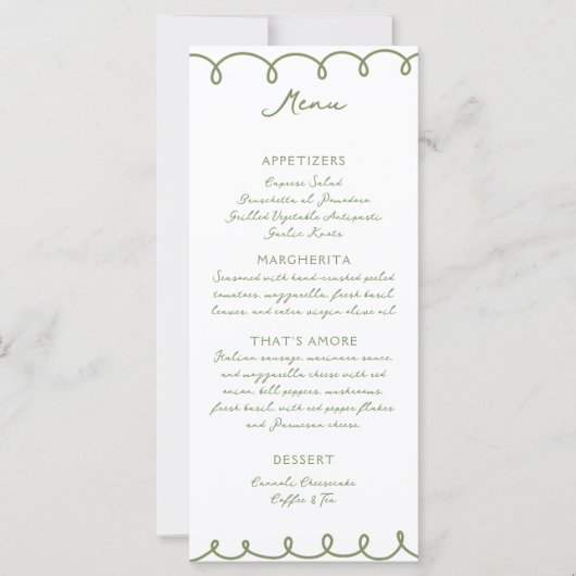 Liebe & Pizza | Whimsical Menu (Vorderseite)