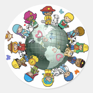 Liebe Planet Erde: Einheit für den Frieden Runder Aufkleber