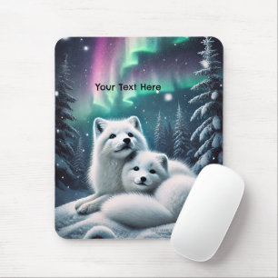 Liebe Polarfuchs Nordlichter Verschneuter Wald Mousepad