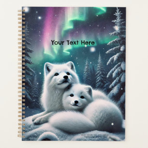 Liebe Polarfuchs Nordlichter Verschneuter Wald Planer
