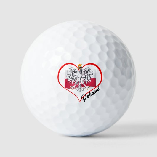 Liebe Polen Golfbälle, polnische Flagge, Herz Golfball (Vorderseite)