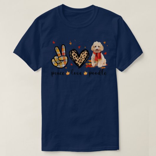 Liebe Poodle Scarf Leopard Herbst Dank T-Shirt (Design vorne)