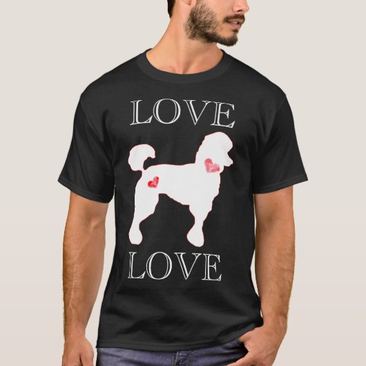 Liebe Poodles Herz White T-Shirt (Vorderseite)
