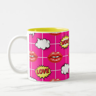 Liebe, Pop Art, von Natasha Us   Zweifarbige Tasse