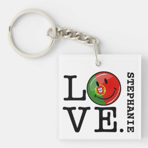 Liebe Portugal: Lächelnde Flagge Schlüsselanhänger