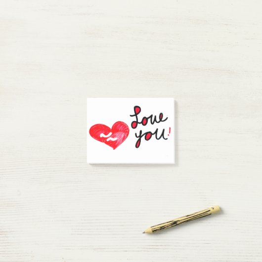Liebe Post-it Klebezettel (Auf Schreibtisch)