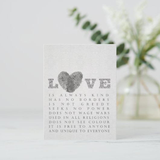 Liebe Postkarte (Stehend Vorderseite)