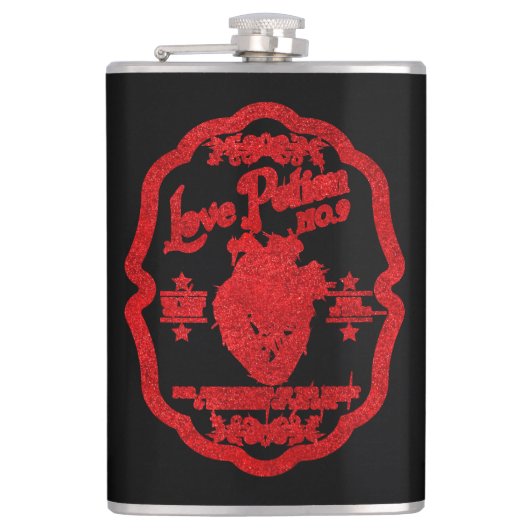 Liebe Potion Nr. 9 Roter Glitzer Flachmann (Vorderseite)