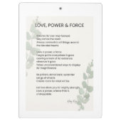Liebe, Power, Kraft Gedichte Klemmbrett (Rückseite)