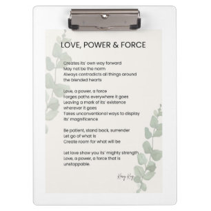 Liebe, Power, Kraft Gedichte Klemmbrett