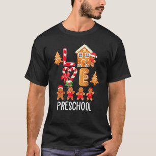 Liebe Pre K Lehrer Gingerbrei Weihnachtskids Wome T-Shirt