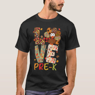 Liebe Pre K Truthahn Leopard Frohes Erntedankfest T-Shirt