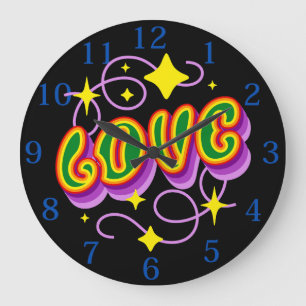 LIEBE. Pride & Diversity Hippy, BoHo Große Wanduhr