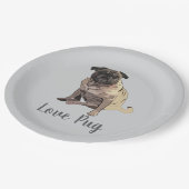 Liebe Pug Pappteller (Schrägansicht)