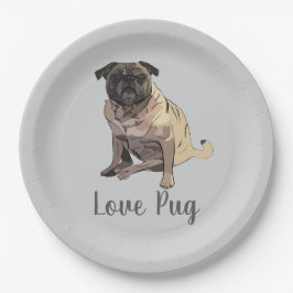 Liebe Pug Pappteller