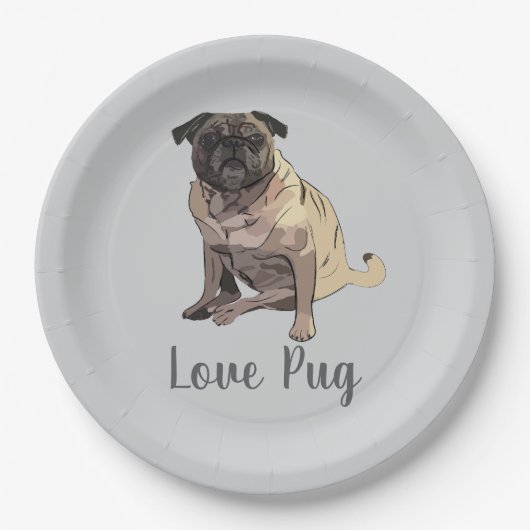 Liebe Pug Pappteller (Vorderseite)